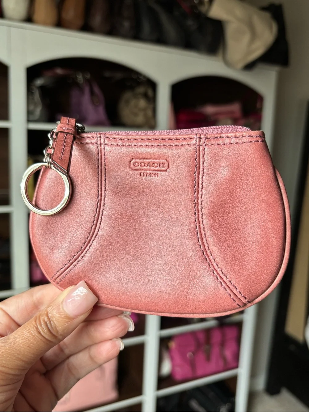 🪙💕COACH Leather Keyring Coin Pouch💕🪙